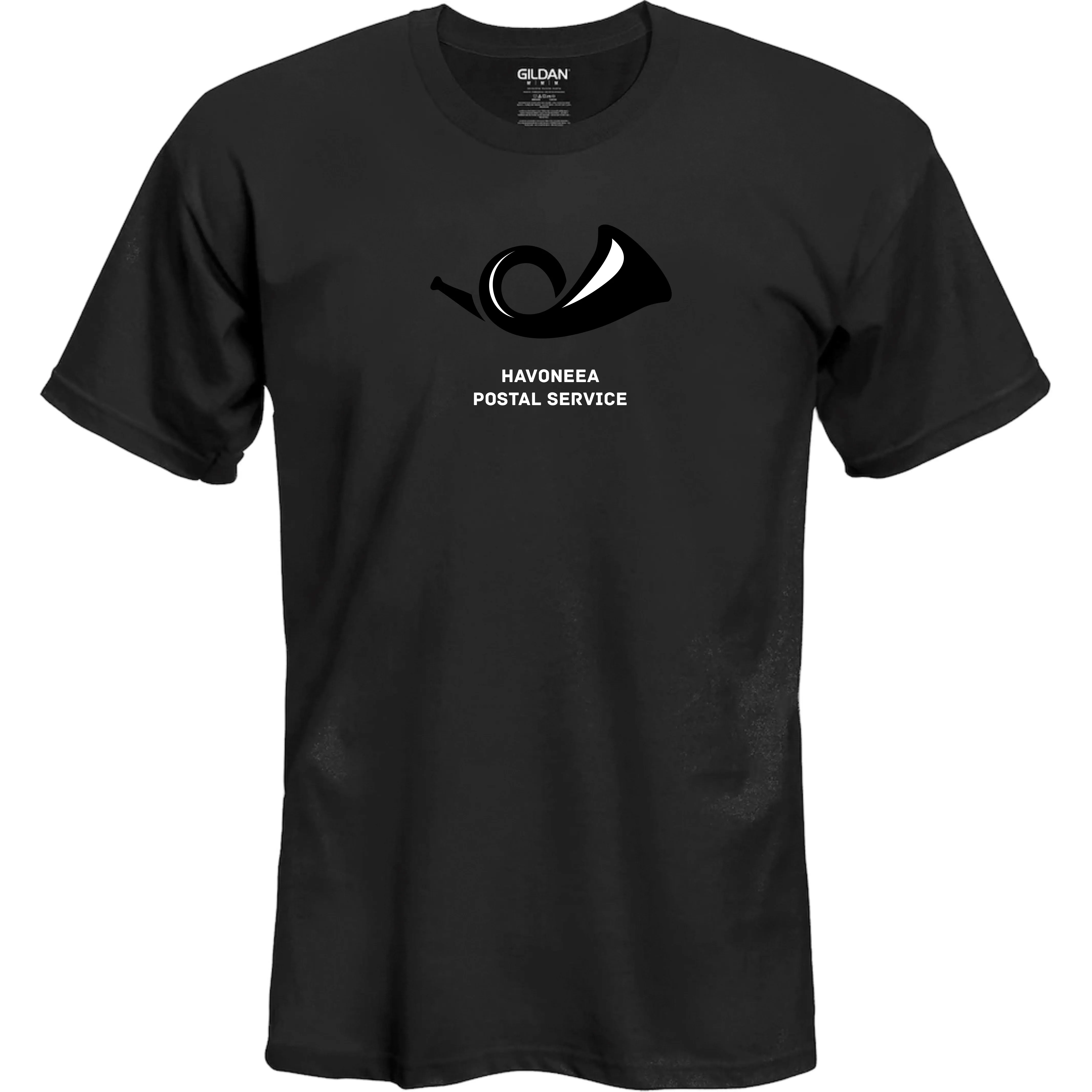 Black T-shirt with the Postal Service horn