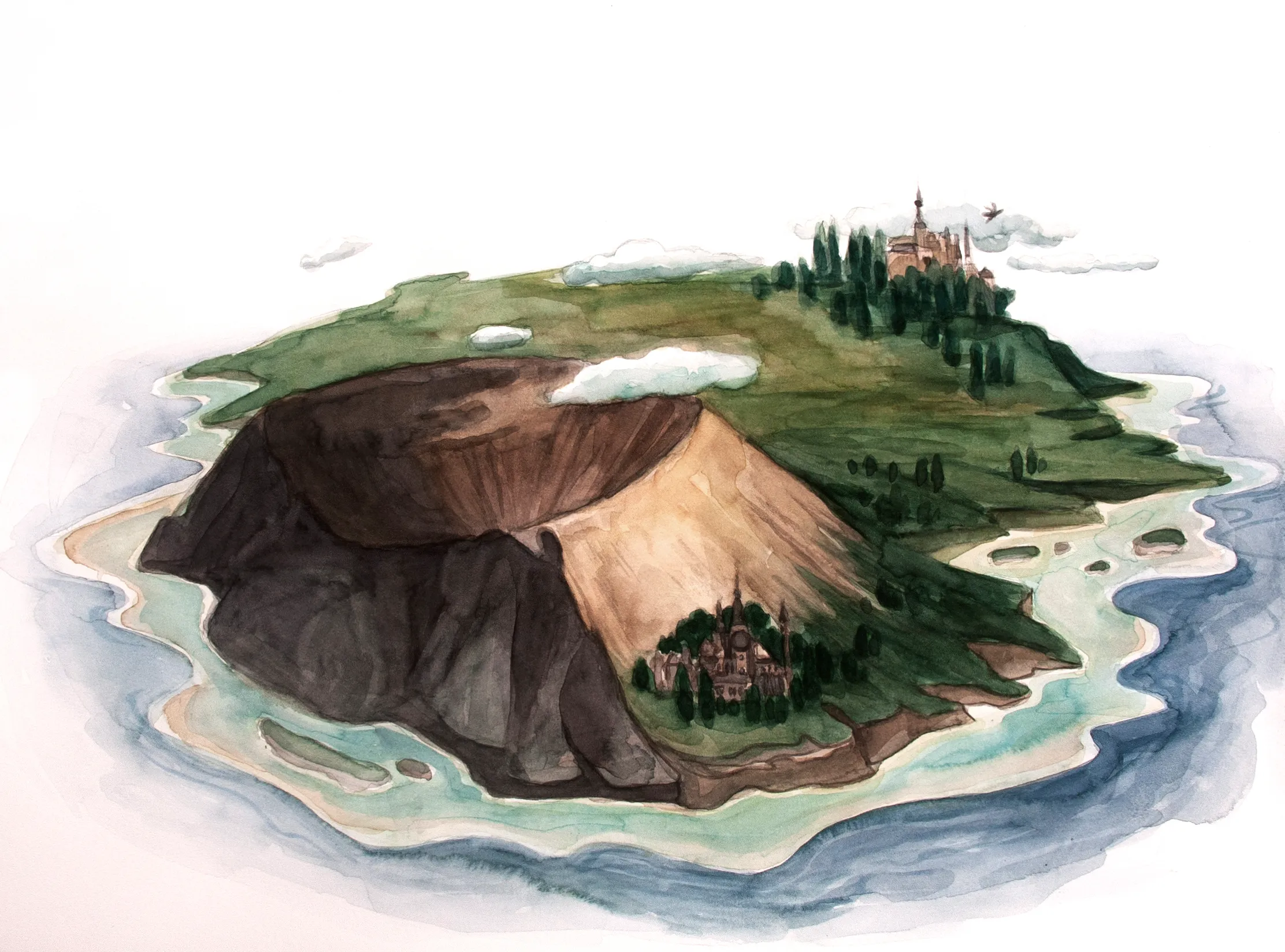 Watercolour of the island of Havoneea